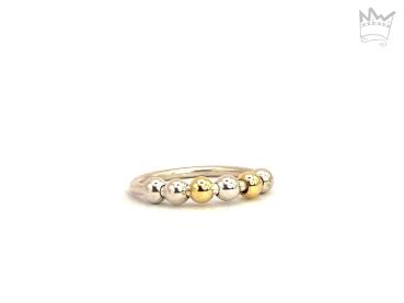 Preview: Fidgetring mit 2 Gold - und 4 Silberkugeln