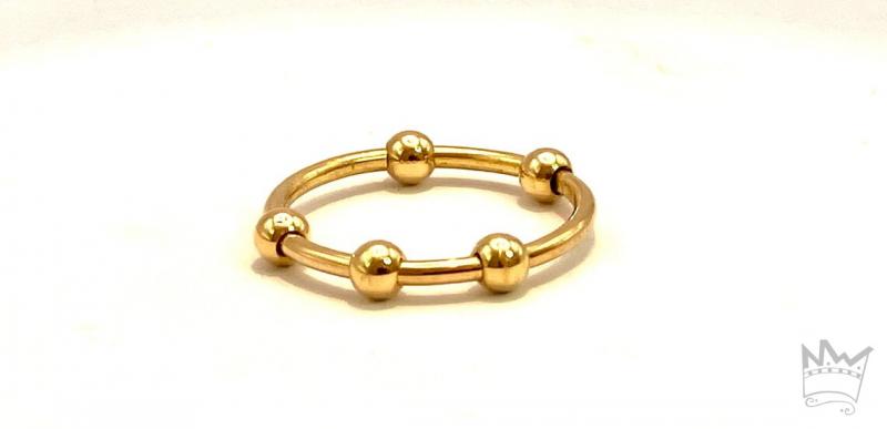 Fidgetring m. 5 Kugel aus 18kt Gelbgold