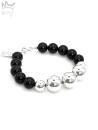 Onyx Armband mit großen Silberkugeln